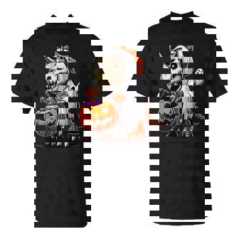 Halloween Triceratops Costume Ghost Animal Boo Spooky T-Shirt | Mazezy
