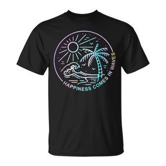 Happiness Comes In Tie Dye Waves Summer Matching Vacation T-Shirt - Seseable