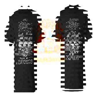 Happy Thanksgiving Gnomes Pumpkin Autumn Leaves Thanksgiving T-shirt - Monsterry