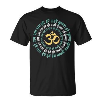 Hare Krishna Aum Om Mantra Símbolo Cantando Hinduismo Camiseta unisex - Regaloses