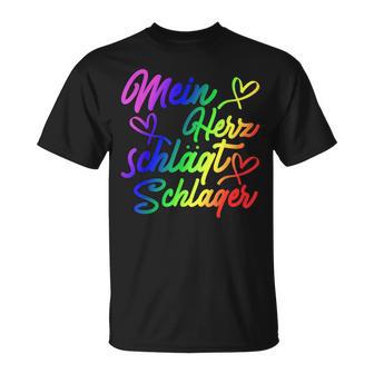 My Heart Beats Schlager Lgbtq Pride Gay Lesbian Queer T-Shirt - Geschenkecke