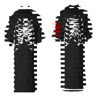 Heart Inside Chest Rib Cage Skeleton T-Shirt - Monsterry