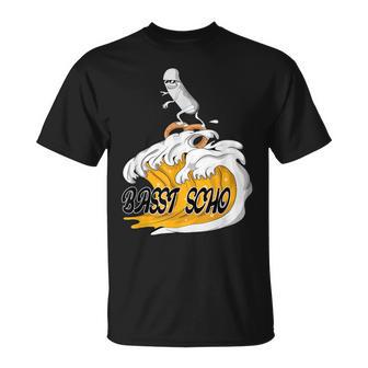 Hefeweizen Welle Mit Surfende Weißwurst Basst Scho Pretzel T-Shirt - Geschenkecke