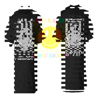 Hello 1St Grade First Grade Retro Teacher 1St Day Of School T-Shirt - Thegiftio UK