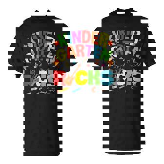 Hello Kindergarten Rocks Teacher Team Vibes Rockstar T-Shirt | Mazezy