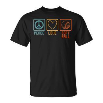 Hippie Softball Player American Sport Peace Love Softball T-Shirt - Monsterry