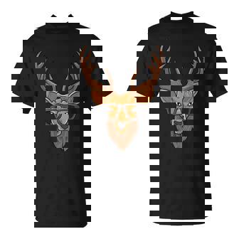 Hipster Deer Animal Cute Deer With Reading Glass T-Shirt - Monsterry