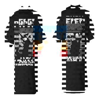 Hombre Pew Pew Madafakas Gato Loco Retrointage Divertido Camiseta unisex - Regaloses