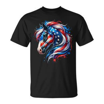 Horse 4Th Of July Patriotic Horse Graphic American Flag T-Shirt - Monsterry CA