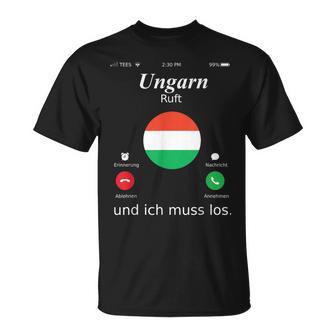 With Hungary Ruft Und Ich Muss Los Hungary Flag T-Shirt - Geschenkecke