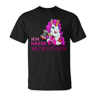 Ich Hasse Menschen Einhorn Fun T-Shirt - Geschenkecke