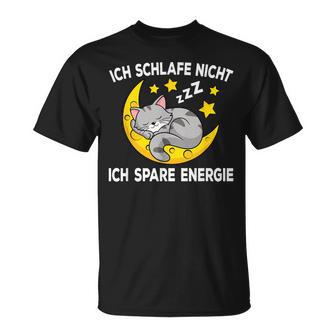 Ich Schlafe Nicht Ich Spare Energie Cat Nightdress T-Shirt - Geschenkecke