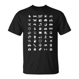 Icon Travel Language Functional Traveler Backpacking T-Shirt - Thegiftio