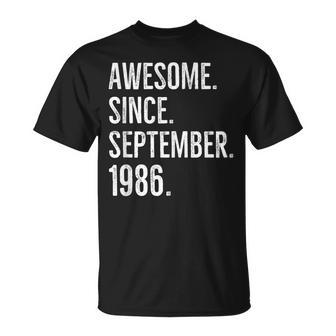 Idée D'anniversaire Géniale Depuis Septembre 1986 T-Shirt - Cadeauxyz