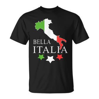 Italia Bella Italia With Italian Map Italy T-Shirt - Seseable