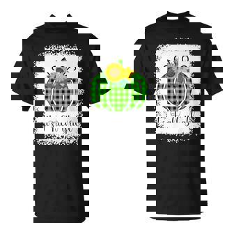 Its Fall Yall Halloween Bleached Green Pumpkin Buffalo Plaid T-Shirt - Monsterry