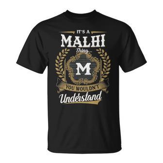 It's A Malhi Thing You Wouldn't Understand Personalized Last Name Malhi Family Crest Coat Of Arm T-Shirt - Thegiftio