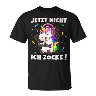 Jetzt Nicht Ich Zocke Gaming Gamer Unicorn T-Shirt - Geschenkecke