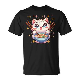 Katze Ramen Essen Nudeln Manga Anime Japanisch Kawaii Cute T-Shirt - Geschenkecke