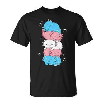 Kawaii Axolotl Heap Transgender Pride Flag Trans Lgbtq T-Shirt - Geschenkecke