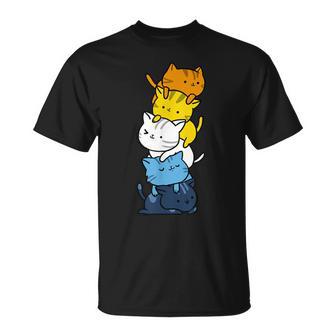 Kawaii Katzen-Haufen Aroace Pride Flagge T-Shirt - Geschenkecke