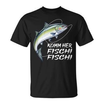 Komm Her Fischi Fischi Slogan Fishing T-Shirt - Geschenkecke