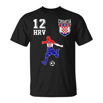 Kroatien Fan Em Spieler Ball Nummer 12 T-Shirt - Seseable