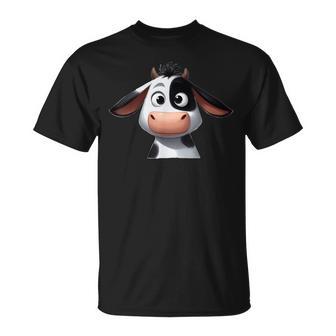 Kuh Lustig Süß Niedlich Comic Cartoon Kühe Tiere T-Shirt - Geschenkecke