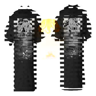 Laos 3 Head Elephant & Lao Monk Asian Buddhist Temple Flag T-Shirt - Monsterry