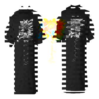 Le Tournesol N'abandonne Jamais Les Papillons De La Sclérose En Plaques T-Shirt - Cadeauxyz