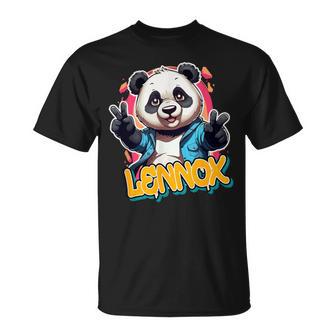 Lennox Beautiful Boys' Name With Cute Panda T-Shirt - Geschenkecke