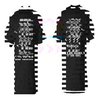 Let's Go Ghouls Cowgirl Skeletons Line Dancing Halloween T-Shirt - Thegiftio