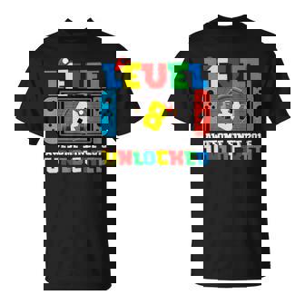 Level 8 Unlocked Awesome Since 2016 8Th Birthday Video Games T-Shirt - Thegiftio UK