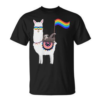 Lgbt Bandera Arcoíris Animal Perezoso Llama Orgullo Gay Camiseta unisex - Regaloses