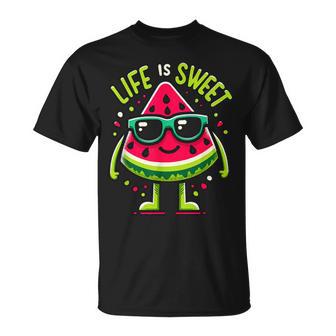 Life Is Sweet Watermelon Sunglasses Fun Summer Vibes T-Shirt - Monsterry