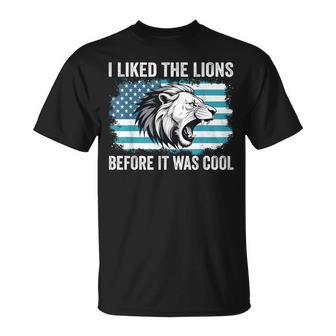 I Liked The Lions Before It Was Cool Lion In America Flag T-Shirt - Thegiftio UK