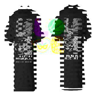 Love Basketball Ball Leopard Mardi Gras Fat Tuesday Parade T-Shirt - Monsterry