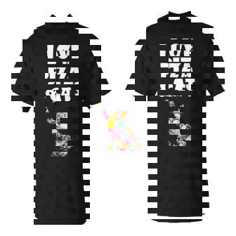I Love Pizza & Cats Pepperoni Sausage Cheese Kitty Cat T-Shirt - Monsterry