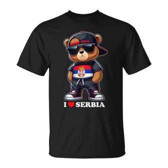 I Love Serbia Serbian Flag Teddy Bear Srbija T-Shirt - Seseable