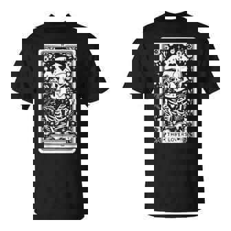 The Lovers Tarot Cards Skeleton Tarot Card T-Shirt - Monsterry