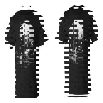 Luna Polígono Arte Gráfico Motivo Geométrico Luna Camiseta unisex - Regaloses
