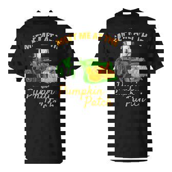 Meet Me At The Pumpkin Patch Halloween Tractor Pumpkins T-Shirt - Monsterry