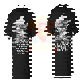You Missed Twice Western Trump Cowboy Trump 2024 Us Flag T-Shirt - Monsterry