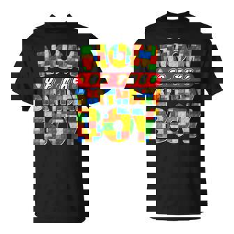 Mom And Dad Birthday Boy Building Bricks Family Party Decor T-Shirt - Thegiftio UK