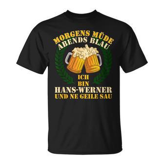 Morgens Müde Abends Blue Hans-Werner T-Shirt - Geschenkecke