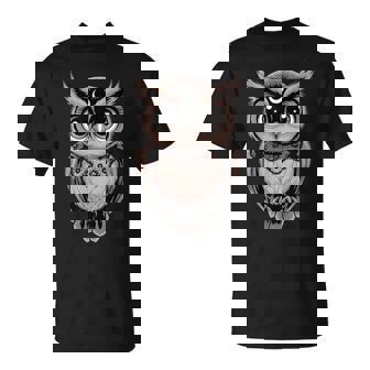 Mystical Owl With Moon Gothic Owl T-Shirt - Monsterry