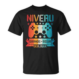 Niveau Grande Soeur Déboqué Geek Annonce Grossesse Cadeau T-Shirt - Cadeauxyz
