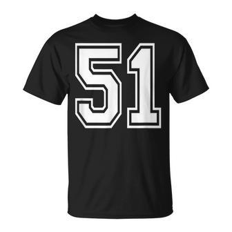 Number 51 Numbered Uniform Sports Jersey Team 51St Birthday T-Shirt - Monsterry AU