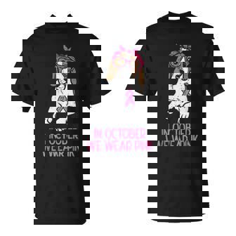 In October We Wear Pink Beagle Dog Breast Cancer Awareness T-Shirt - Monsterry