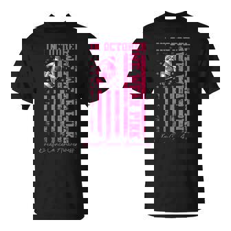 In October We Wear Pink Football Breast Cancer Awareness T-Shirt - Seseable